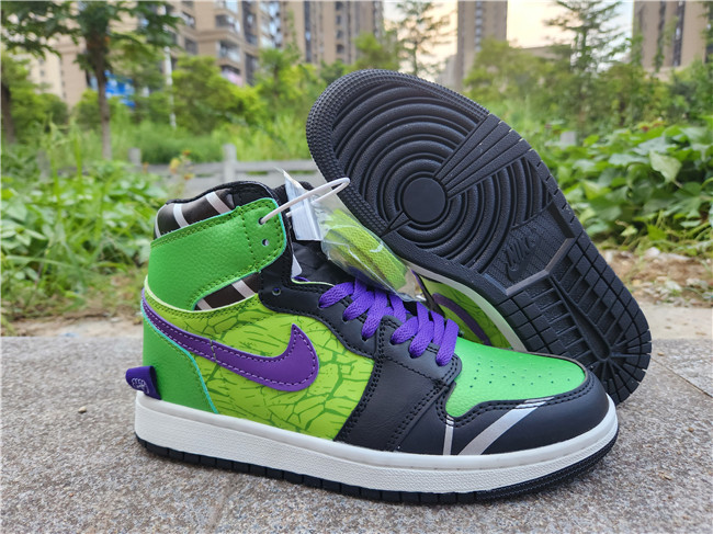 Women's Running Weapon Air Jordan 1 High Top Black/Green Shoes 0302 Women's Running Weapon Air Jordan 1 High Top Black/Green Shoes 0302